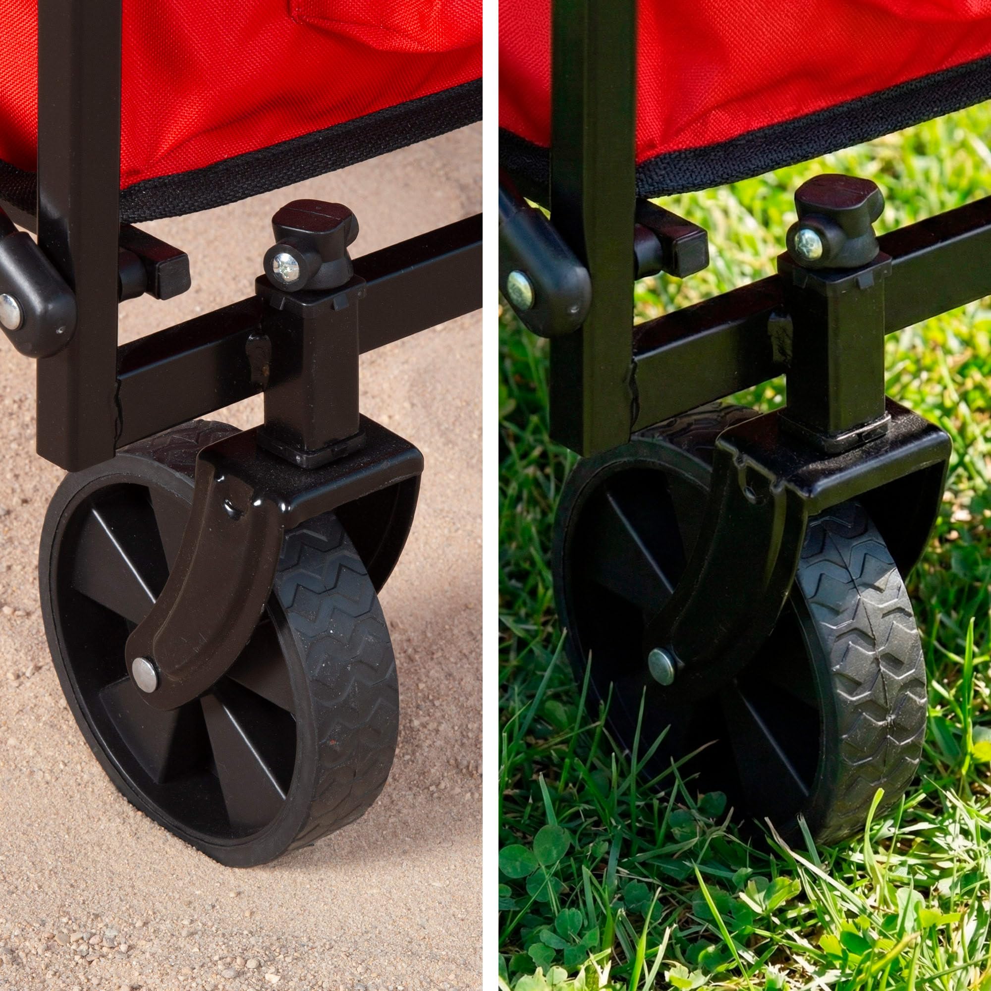 AKTIVE Carro Playa Ligero, Rojo, 73x44x93 cm, Plegado acordeón, Asa Ajustable, Carga soportada 80 kg, Estructura de Acero, Carrito Transporte con Ruedas, Carros auxiliares (62503)