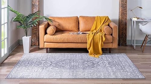 Miniatura 4 de Unique Loom Boston Collection - Alfombra de área con medallón (7 pies 10 pulgadas x 10 pies, rectangular, grismarfil)