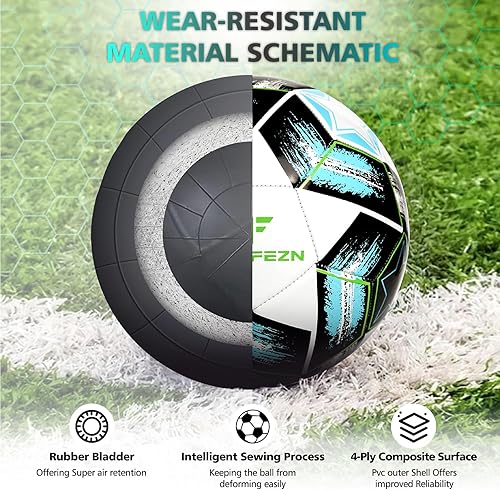 Miniatura 3 de Balón de fútbol tamaño 5 para jóvenes y adultos, entrenamiento en exteriores e interiores, pelota de fútbol para deportes escolares con 1 bomba, 1