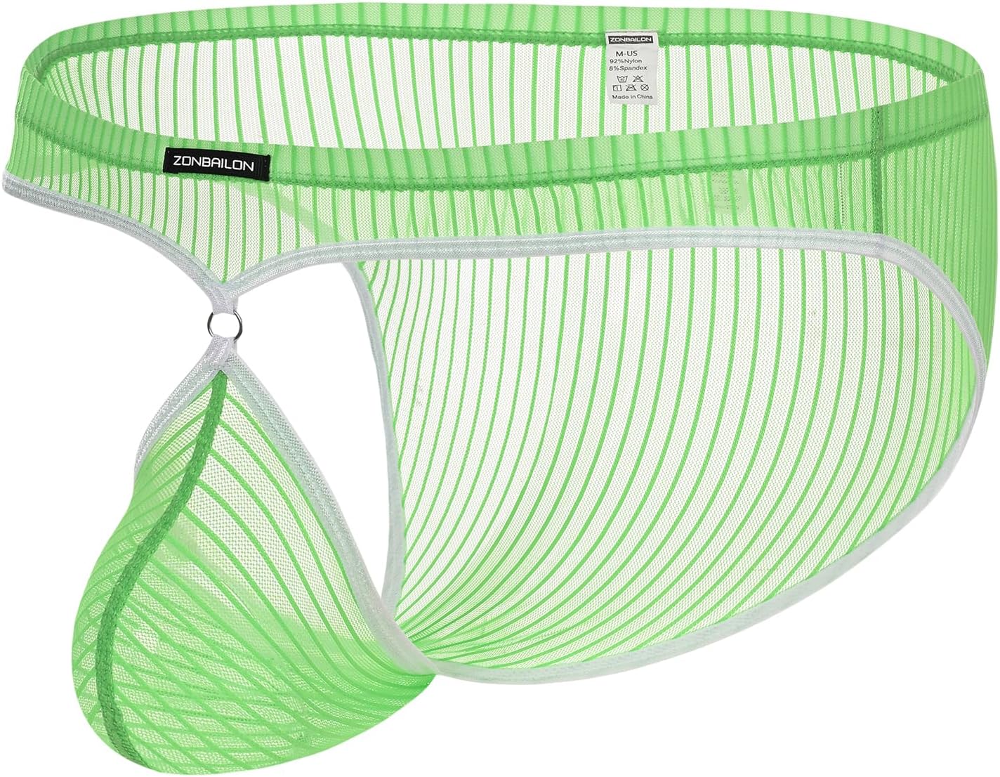 ZONBAILON Mens Bikini Pouch Underwear Sexy Stripe Low Rise Briefs Mesh Panties Breathable Cool S-2XL
