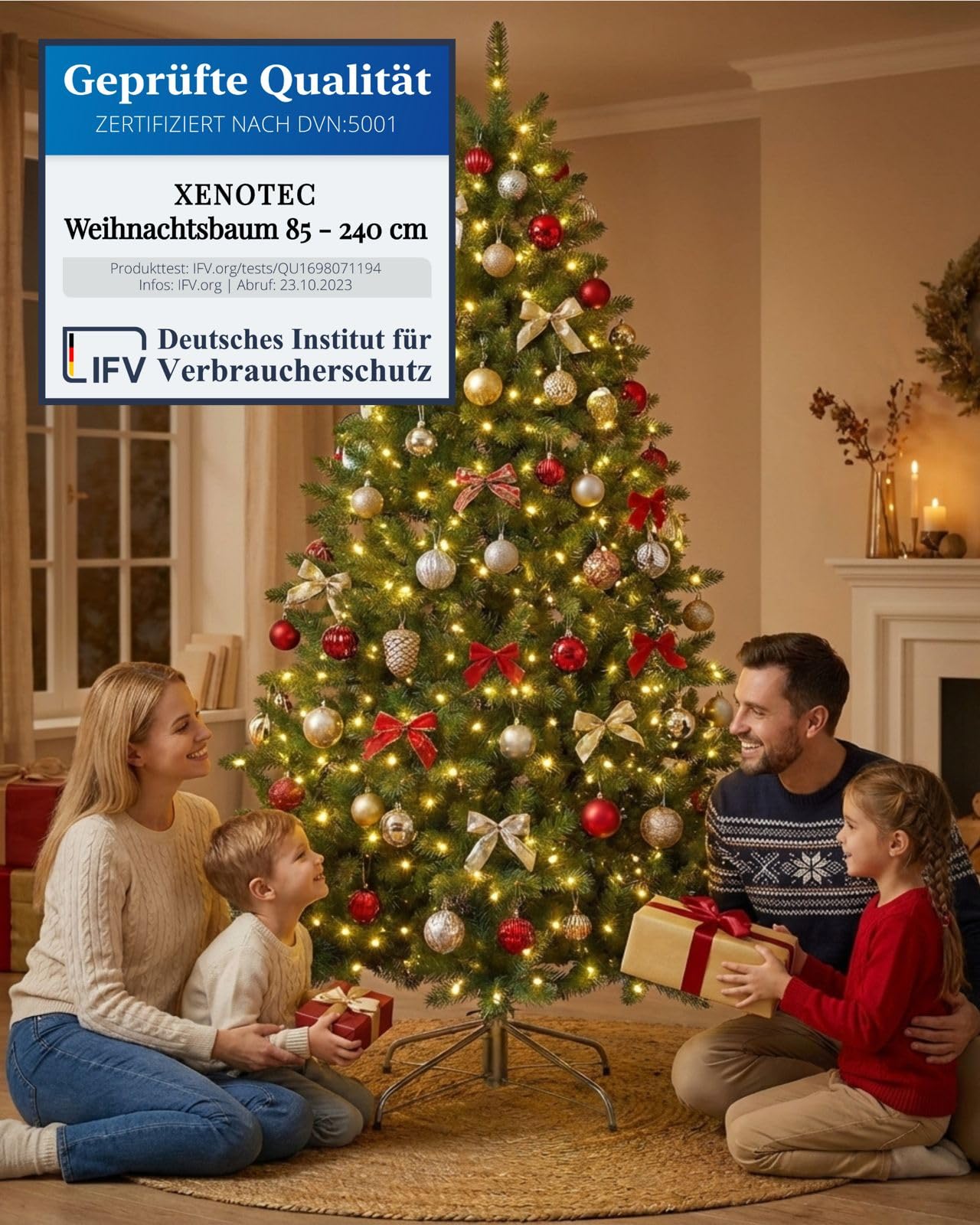 XENOTEC Weihnachtsbaum 85cm - Künstlicher Weihnachtsbaum mit Beleuchtung - Tannenbaum Künstlich/Weihnachtsbaum Künstlich - Christmas Tree/Christbaum
