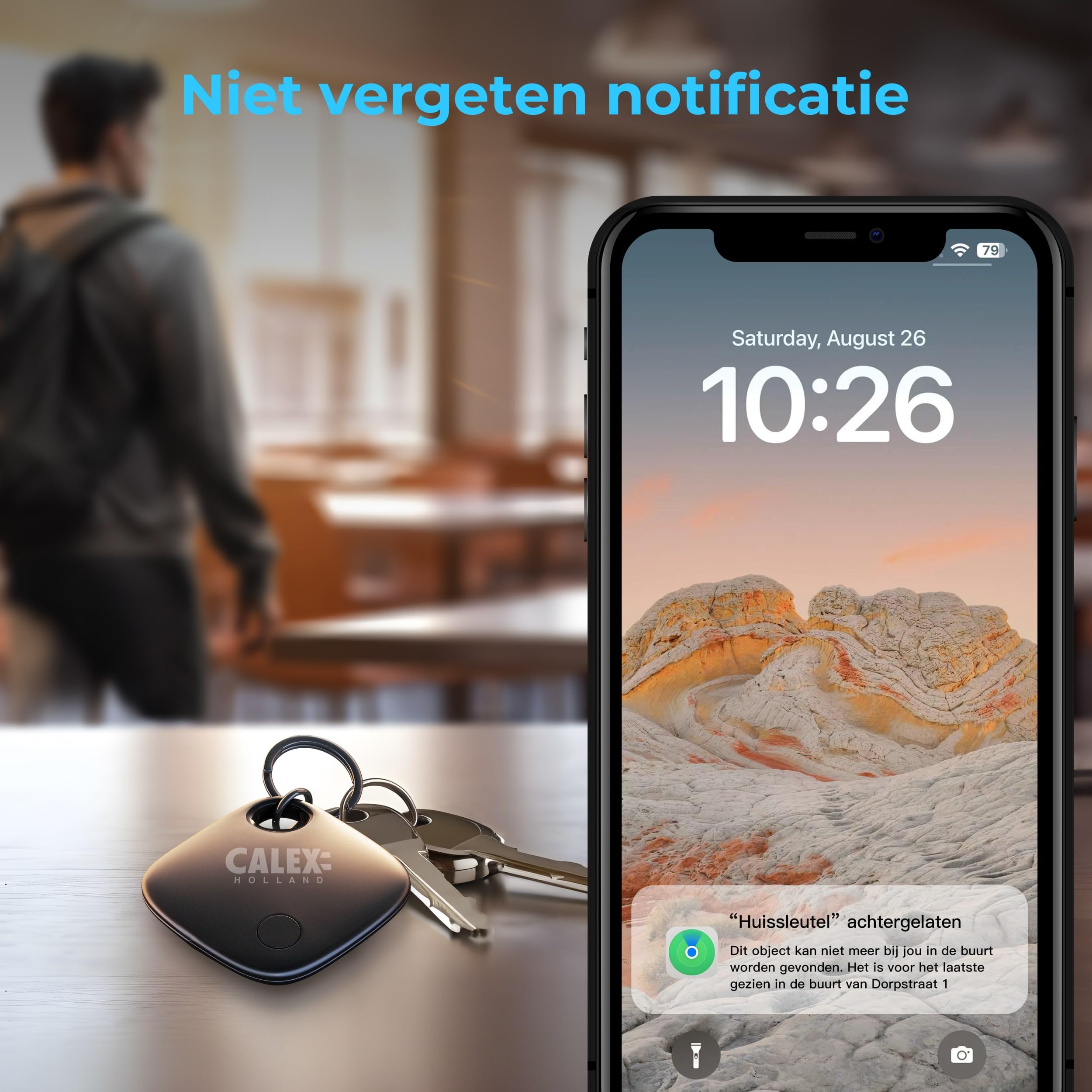 Calex Smart Tag - Lot de 3 - Compatible avec la Fonction de localisation Apple Find My, Suivi de Clés, Tracker Bluetooth avec Notification Sonore pour Fonction de Recherche