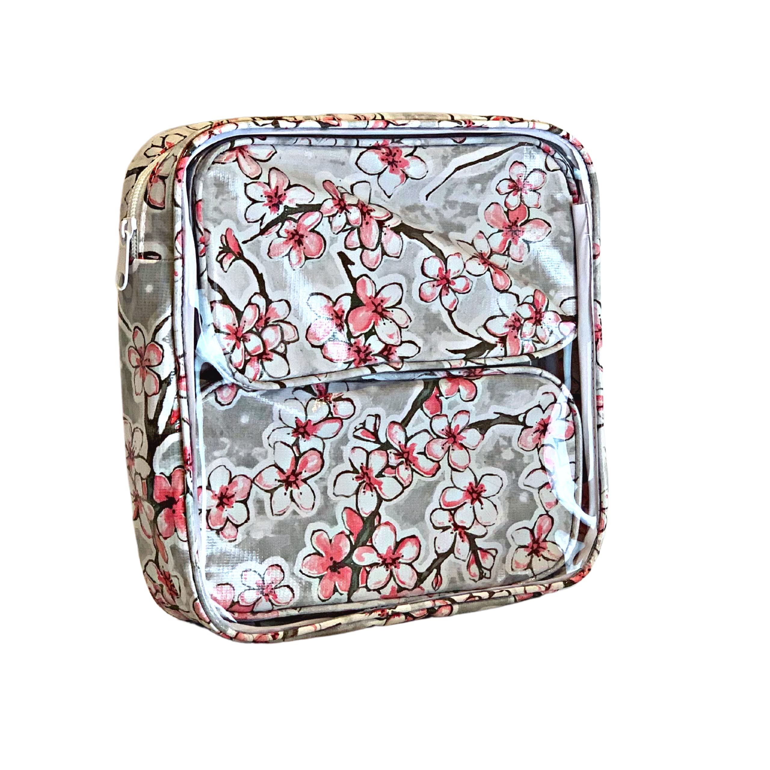 Alux Lot de 3 trousses de maquillage de voyage imperméables multicolores - Grande et moyenne trousse de maquillage pour voyage et cosmétiques, Gris Sakura