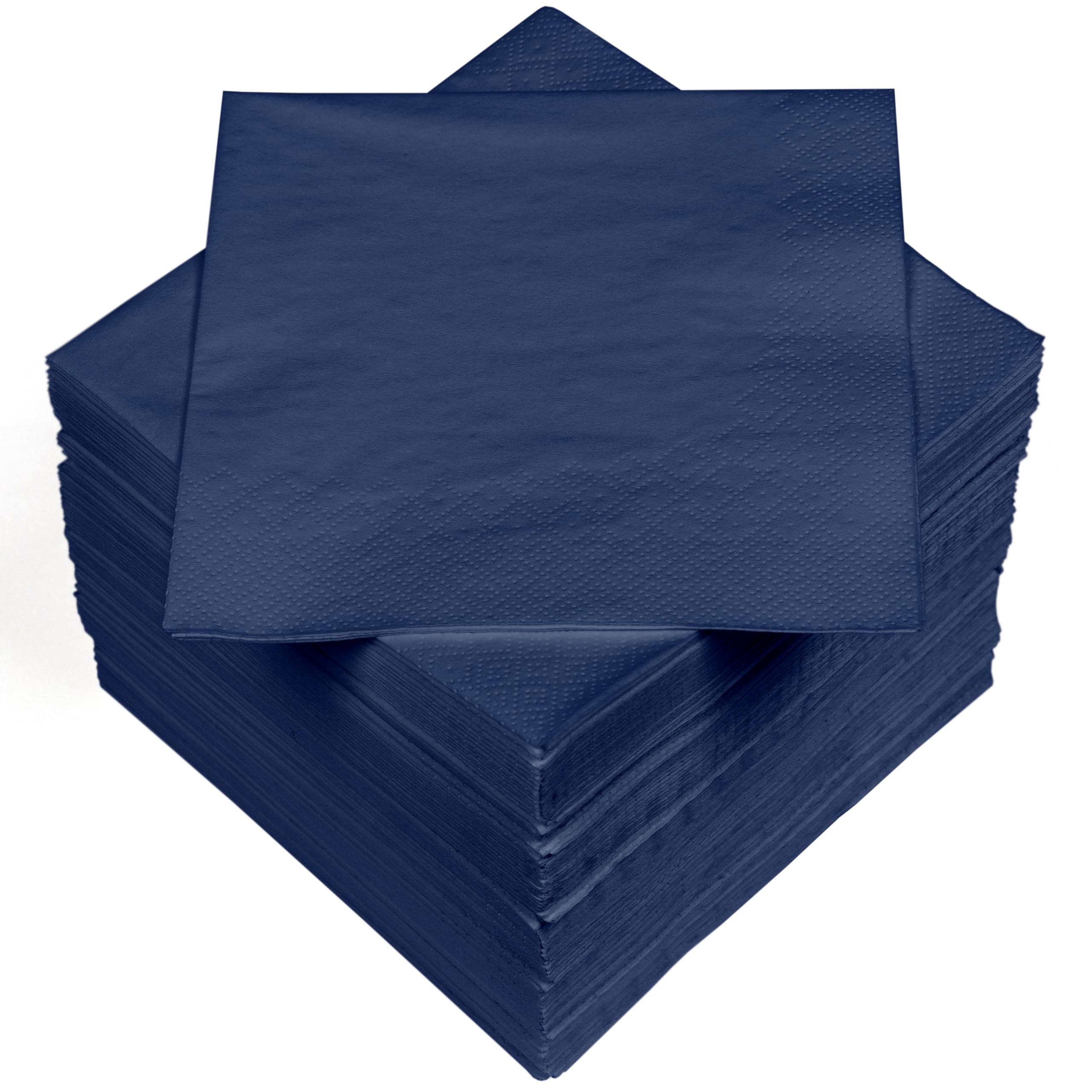 HEKU 100 Plain Napkins, 3-ply, 33 x 33 cm, Uniform Quality for Events and Catering, Practical Pack of 5, Highly Absorbent and Stylish, Dark Blue
