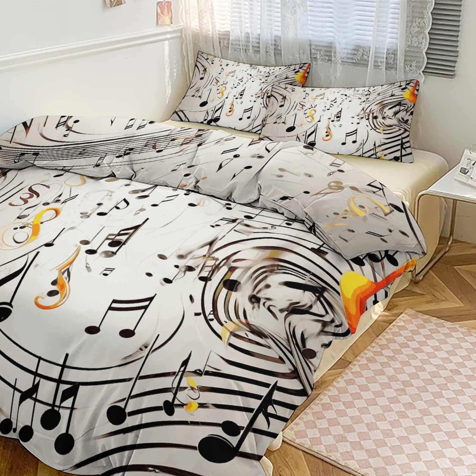 Housse de couette pour grand lit 228x228 cm respirante avec 2 taies d'oreiller 50x76 cm