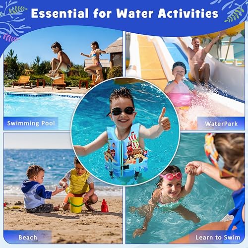 Miniatura 5 de Chaleco de natación para niños pequeños, chaleco de natación para niños, chaqueta de natación con correa de seguridad ajustable, ayuda para aprender