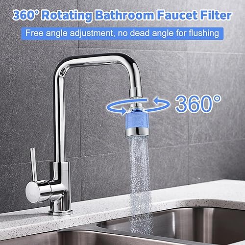 Miniatura 2 de Paquete de 2 grifos de filtro de agua para fregadero, purificador de agua giratorio de 360, filtro de grifo de baño que elimina el agua dura con