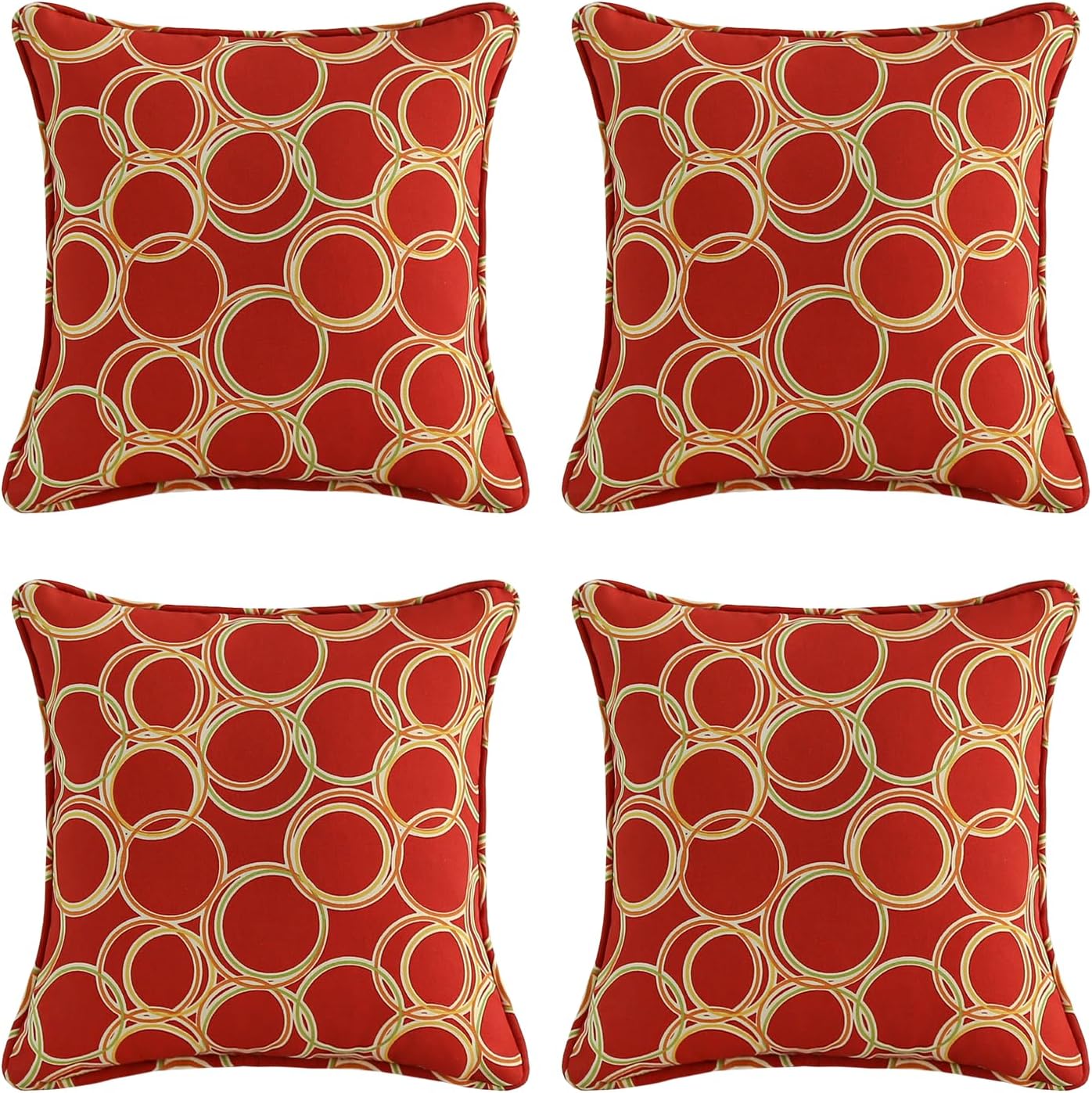 Outdoor Decorative Pillows Pack of 4, 16" x 16" Outdoor Pillow Set for Couch Bed Throw Patio Sofa, Circle Red Circle Red 16"x16"(Pack of 4)