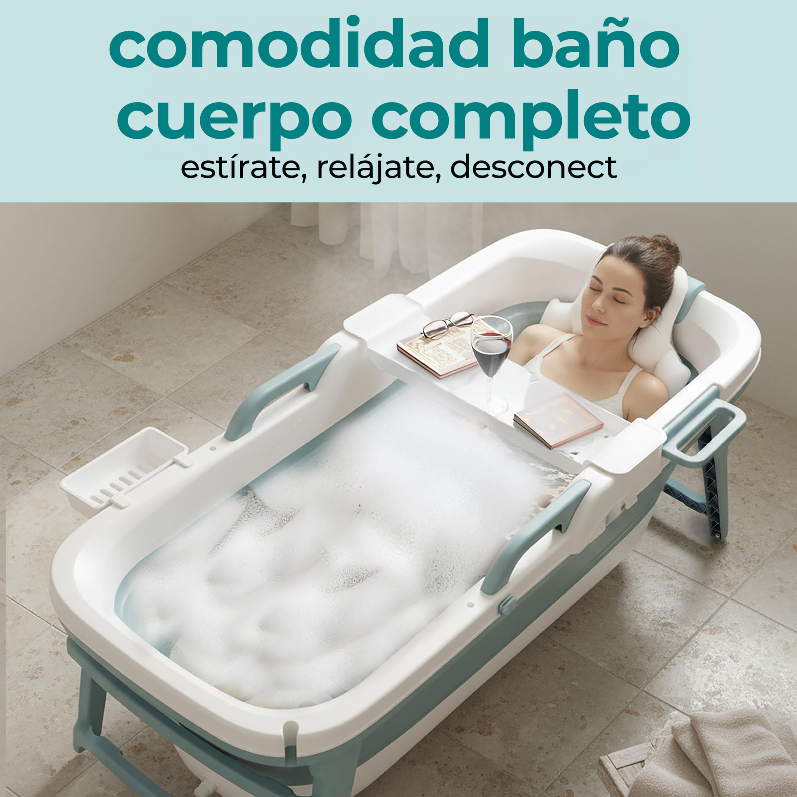 SereneLife bañera plegable para adultos, 150cms, Portatil, Independiente para spa caliente o baño de hielo, Cold plunge, Uso en interiores y exteriores, Ideal para mascotas tambien