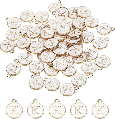 MECCANIXITY Colgante de letras del alfabeto de doble cara, para collar, pulsera, aretes, joyería