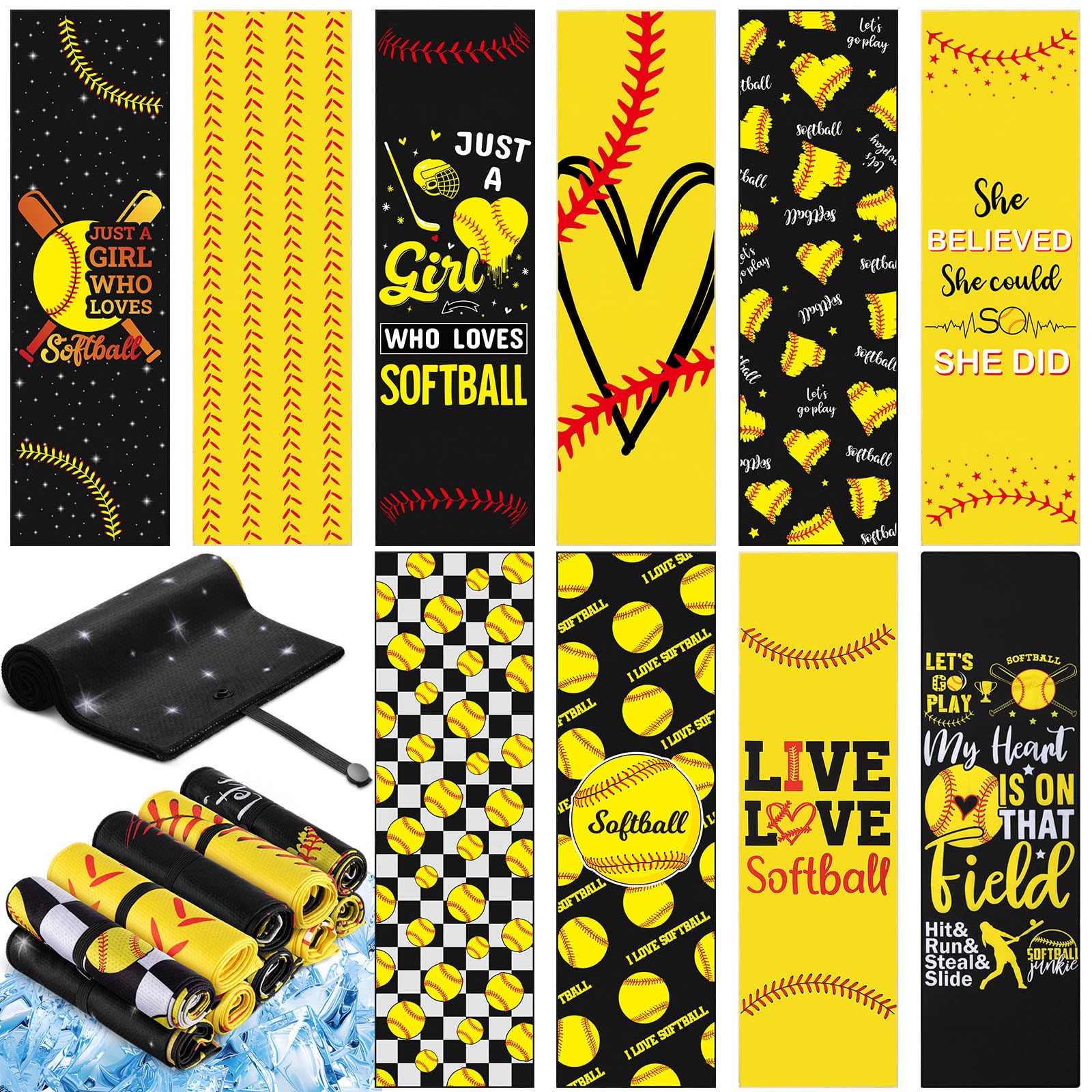 10 Pack Softball Cooling Towel with Buckle for Neck and Face 40
