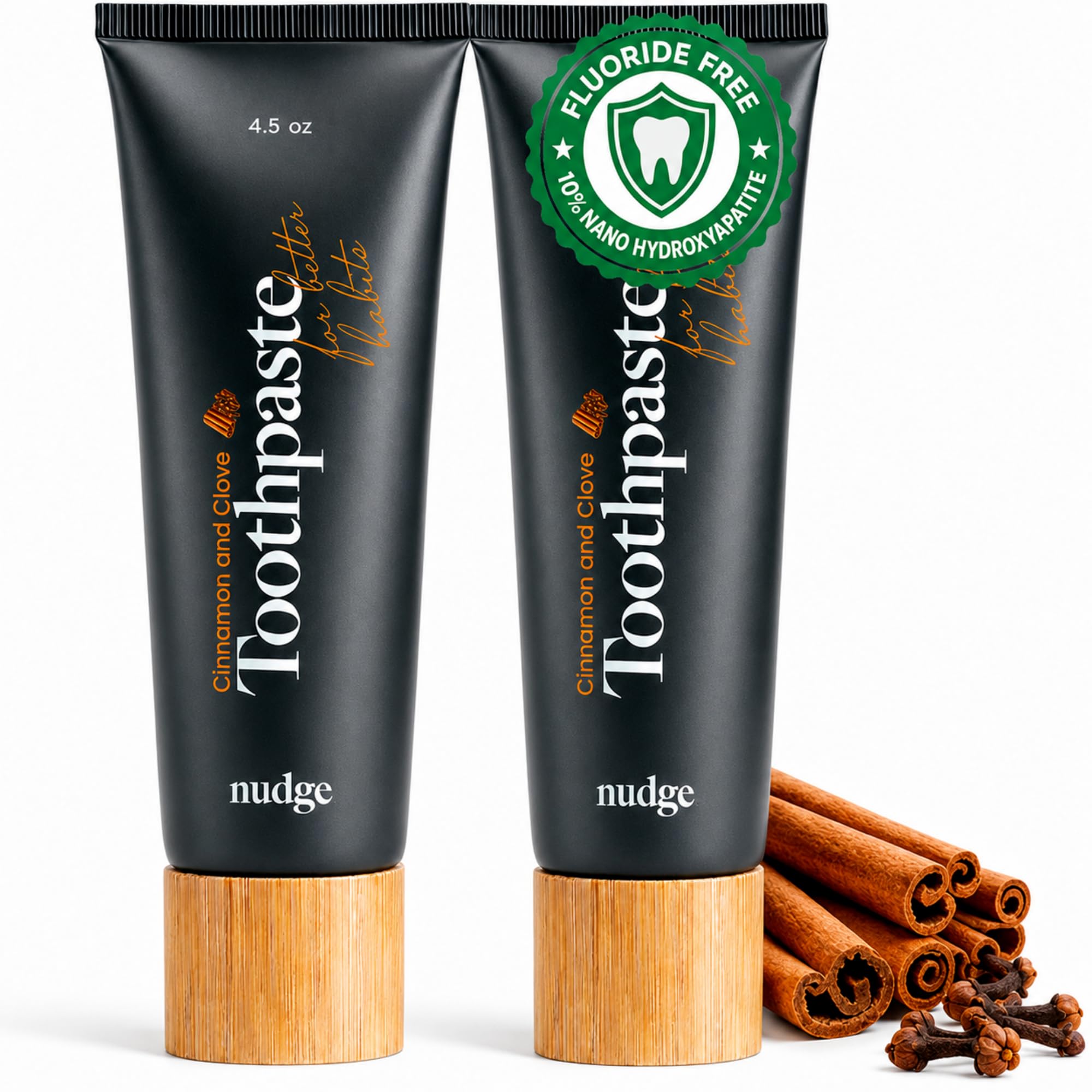 Nudge 10% Nano Hydroxyapatite Toothpaste, Cinnamon & Clove, 4.5 oz, 2 Pack