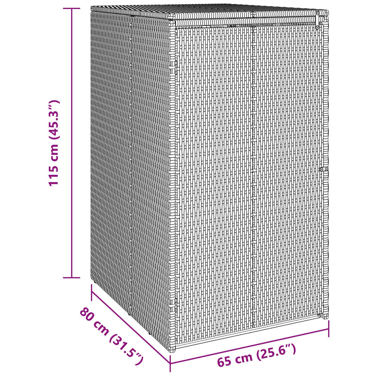 vidaXL Mülltonnenbox Schwarz 65 x 80 x 115 cm Polyethylen, Garten und Terrasse, moderner Lagerbehälter, wetterfester Box für Müll oder Terrassen-Zubehör