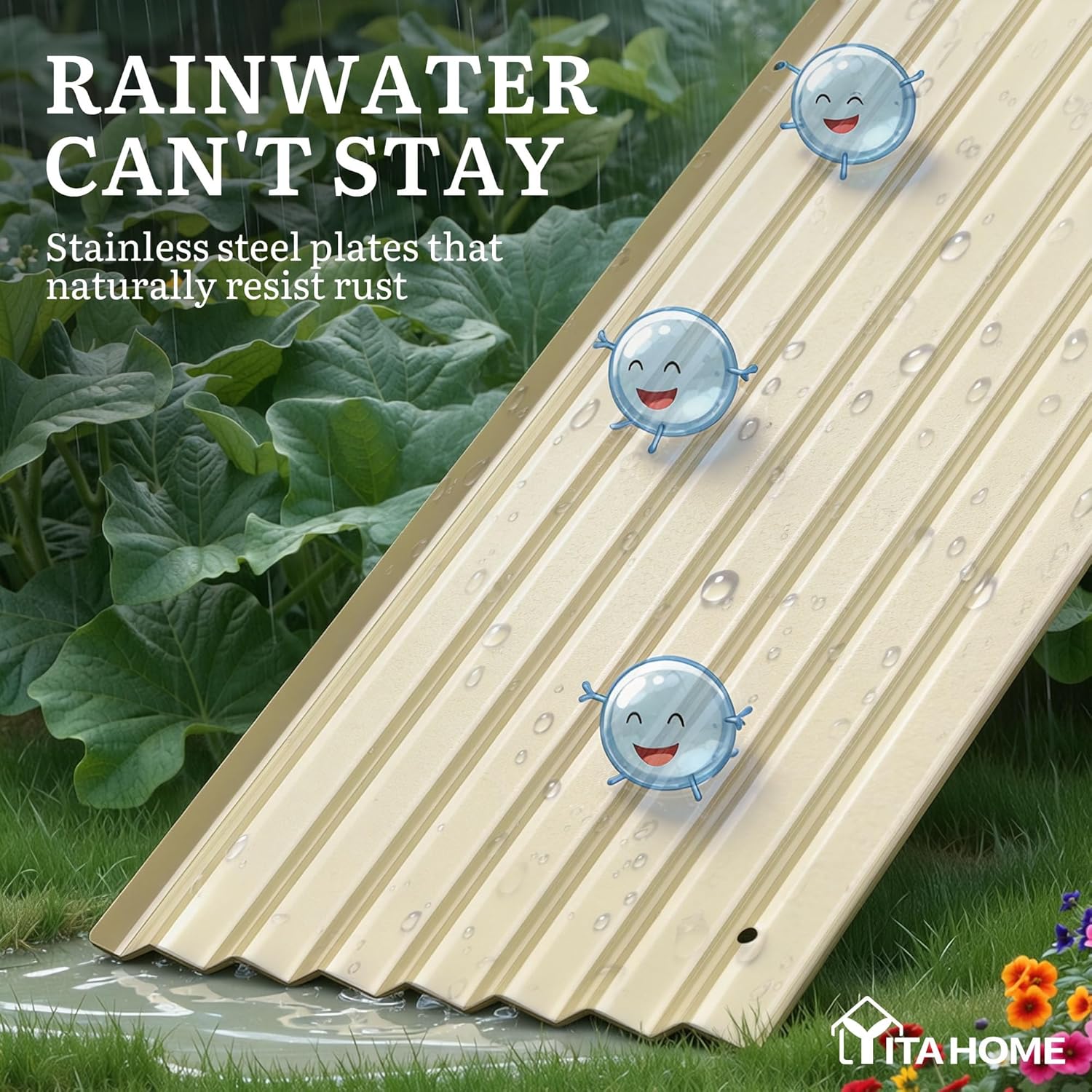 YITAHOME 24" Tall 9 in 1 Large Raised Garden Bed Kit, 8x4x2ft Galvanized Metal Planter Box with Gloves and Safety Rubber, Outdoor Above Ground Planters for Plants Vegetables Flowers, White