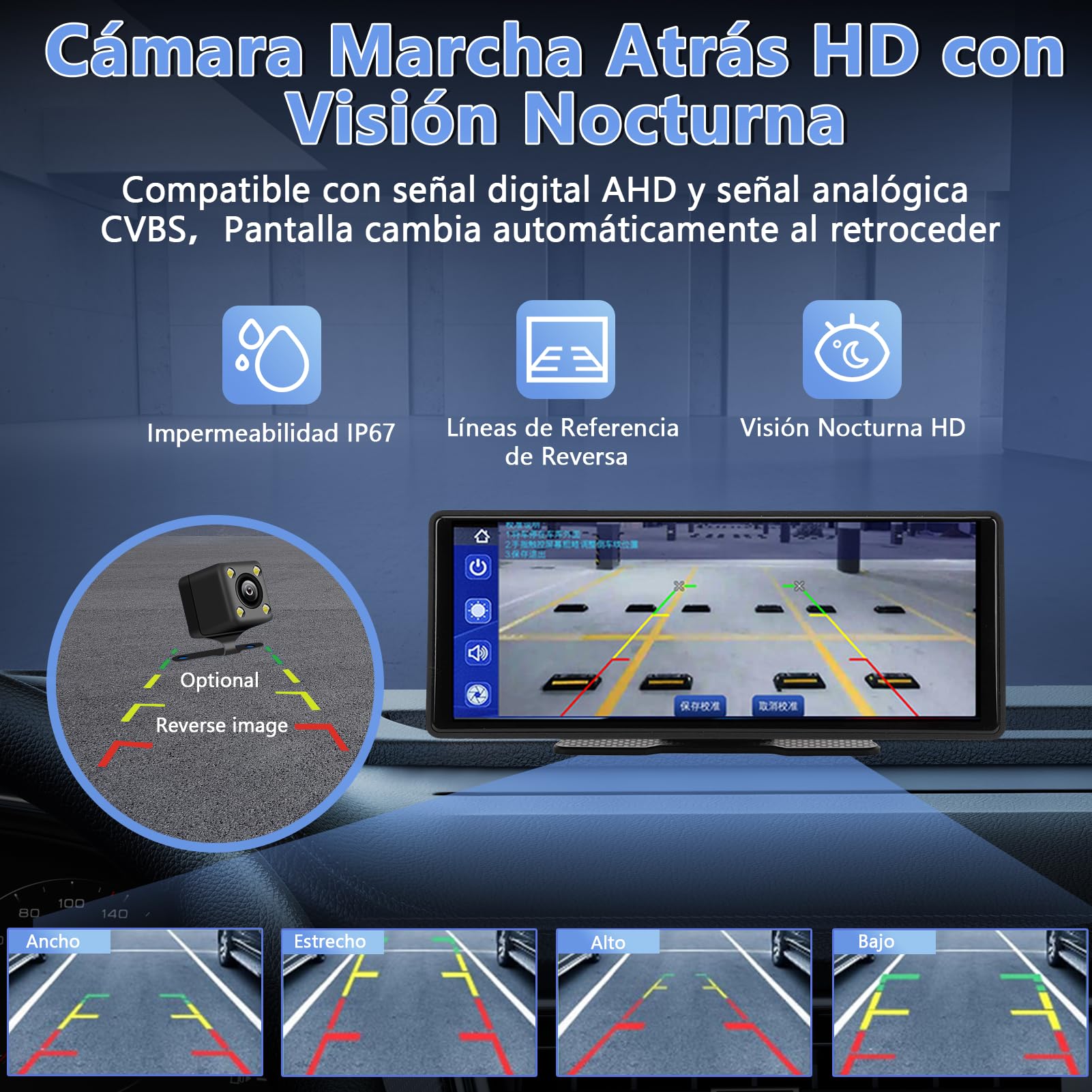 Pantalla Táctil Coche 10.26 Pulgadas, Navegación GPS, Estéreo para Automóvil Compatible con CarPlay, Android Auto, Bluetooth, Control por Voz, GPS, AUX y FM