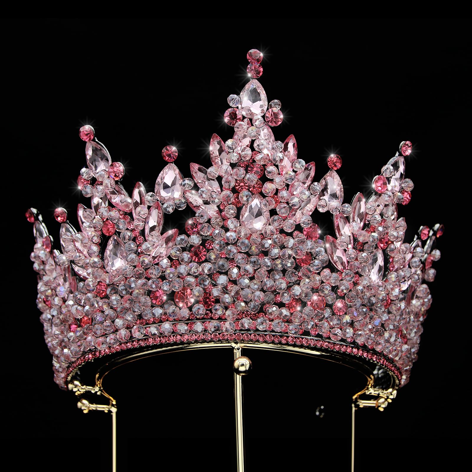 Diadema e corone da regina barocca di lusso con strass, da donna, fatta a mano, per matrimonio, principessa, fascia per costume con cristalli scintillanti, per Halloween, compleanni, balli