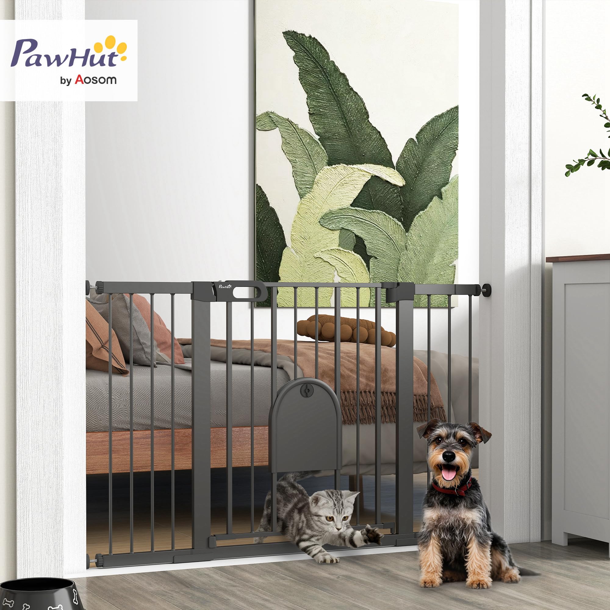 PawHut Barrière de sécurité pour Chien Extensible 75-131 cm, Noir