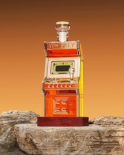 Miniatura 7 de Retro Arcade Machine - Juego de decantador de whisky  Soporte de nogal de 25.4 fl oz de cristal Bourbon coleccionable Barware Barware aniversario