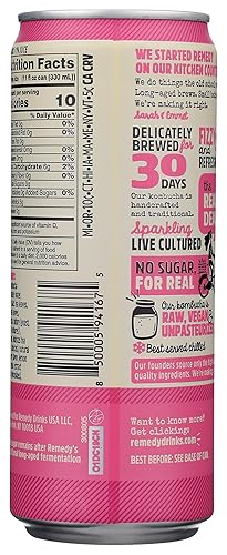 Miniatura 4 de Remedy Kombucha Tea Organic Drink - Bebida orgánica sin azúcar, keto, vegana, sin OMG, sin gluten y baja en calorías, bebida viva espumosa con