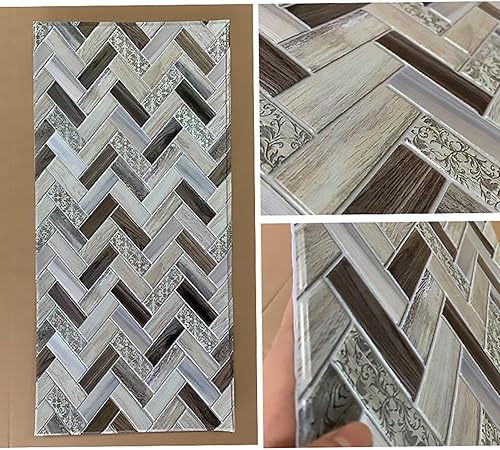 Miniatura 3 de Papel tapiz texturizado 3D impermeable, 10 unidades19.4 pies cuadrados, panel de pared 3D de PVC autoadhesivo, revestimiento de azulejos, adhesivo