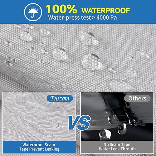 Miniatura 4 de Tuszom Funda para lancha pontón teñida en solución 900D con 18 correas resistentes al viento mejoradas, cubierta de barco 100% impermeable para