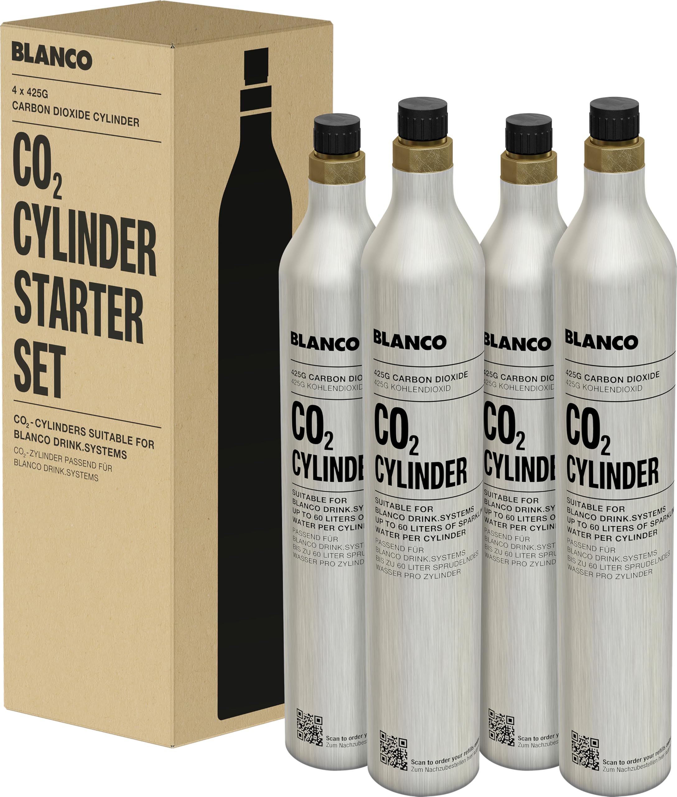 BLANCO Starterset CO2-Zylinder 4er Set | Passend zur Drink.soda &CHOICE.all |