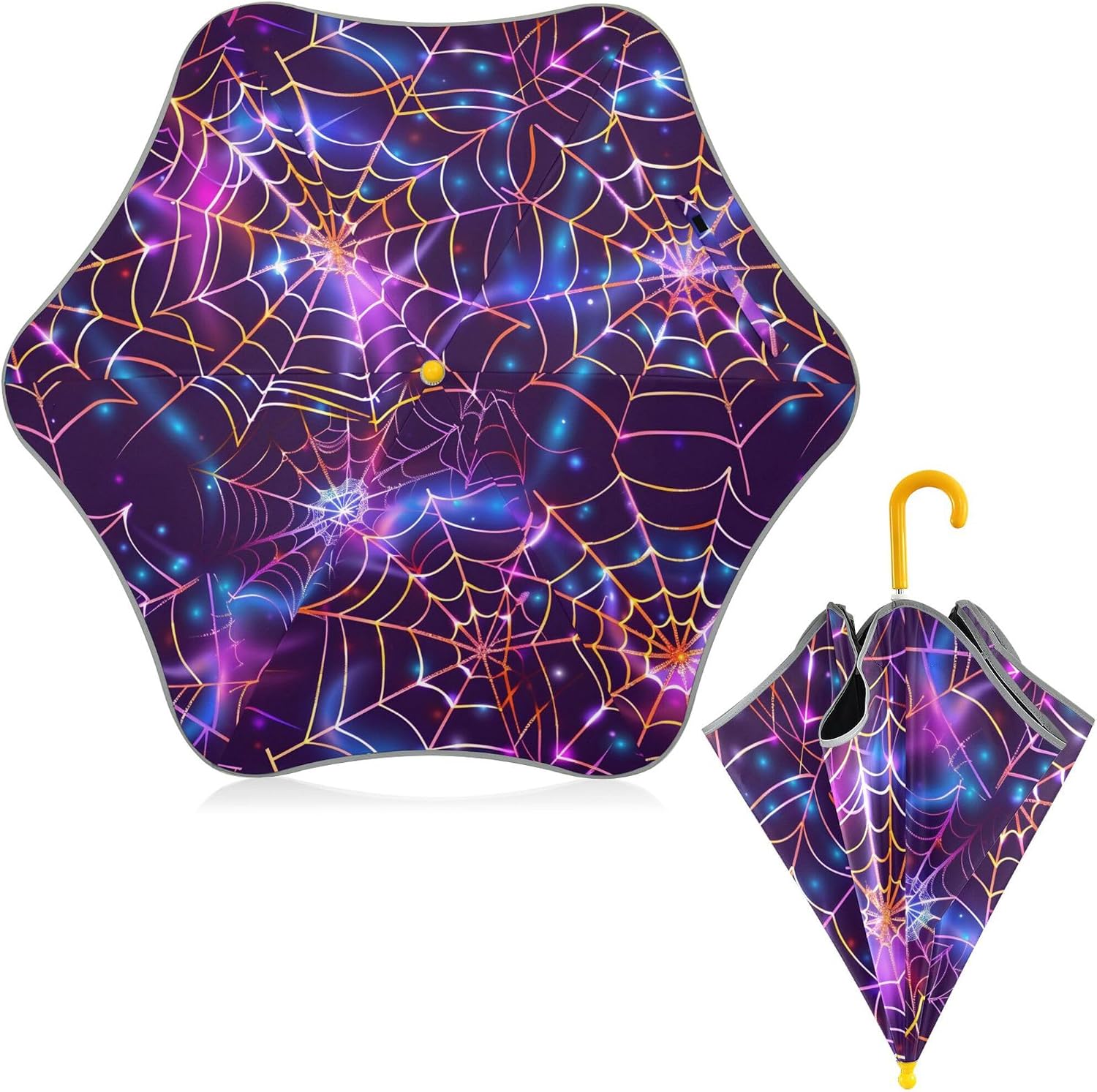 ALAZA Halloween Purple Spider Kids Umbrella for Girls Boys Toddler Children Rain & Sun Umbrella