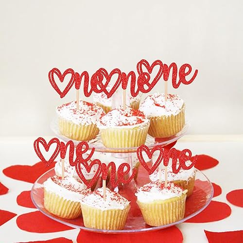 Miniatura 4 de 24 piezas de decoración para cupcakes para el día de San Valentín, primer cumpleaños, diseño de corazón dulce, San Valentín, uno para cupcakes