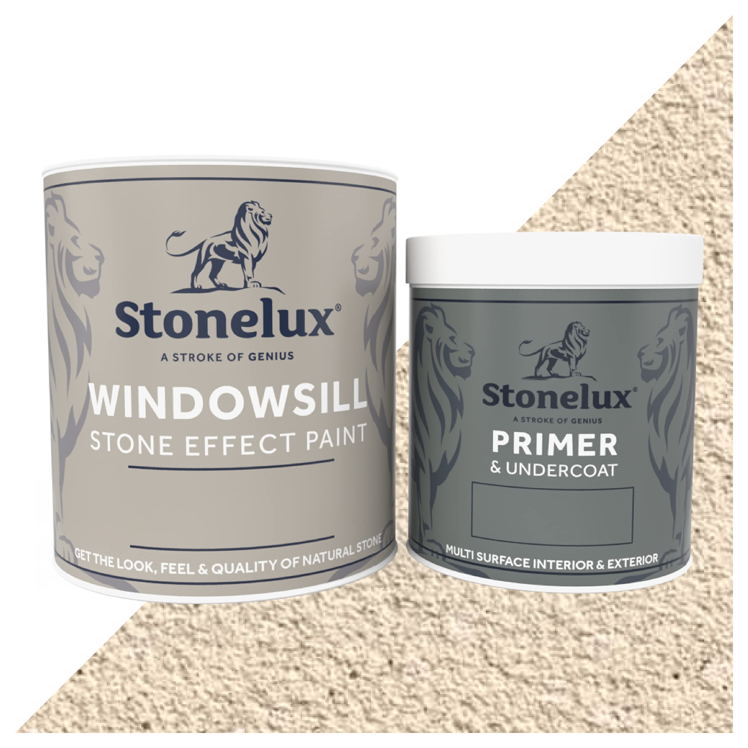 StoneLux Windowsill Paint - Stone Effect Paint - 1L & 500ml Primer (Rockingham)