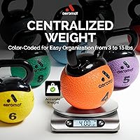 Vista 4 de Aeromat Elite Mini Kettlebells – Weighted Exercise Medicine Ball with Anti-Slip Grip & Wide Handle, Strength Training Kettlebell for Squats