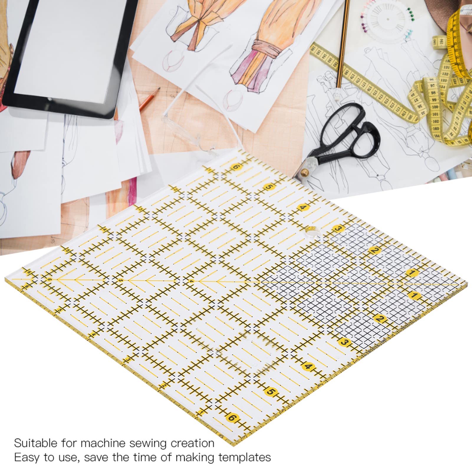 ANKROYU Règle de Quilting Carrée, Règle Patchwork Couture Transparente Antidérapante, Règle de Couture avec Quadrillage Double, Règle de Mesure pour Quilting et Patchwork, Accessoire DIY 16 X 16 Cm ANKROYU Règle de Quilting Carrée, Règle Patchwork Couture Transparente Antidérapante, Règle de Couture avec Quadrillage Double, Règle de Mesure pour Quilting et Patchwork, Accessoire DIY 16 X 16 Cm