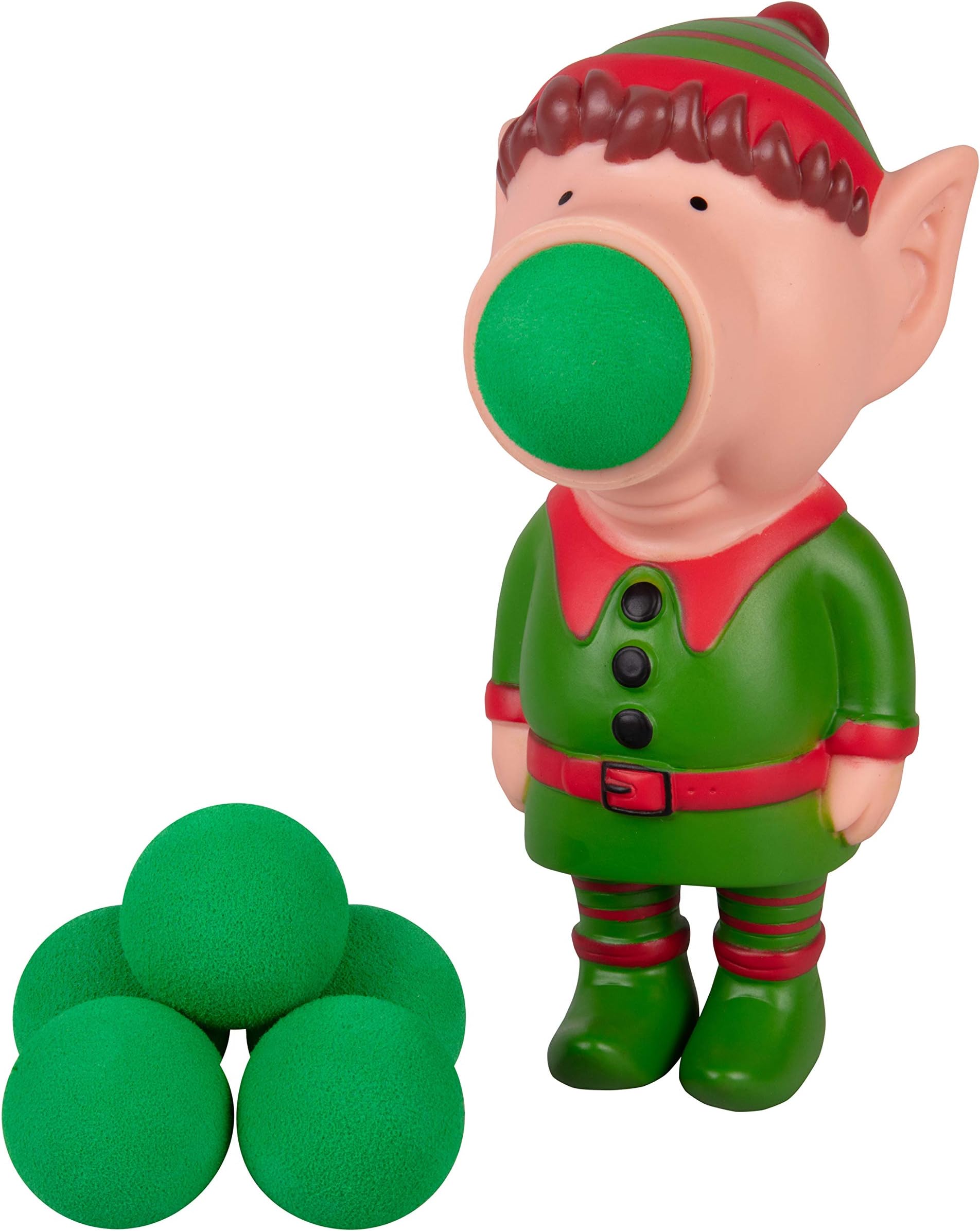 Hog Wild Christmas Elf Ball Popper Toy - Holiday Stocking Stuffer Includes 4 Soft Foam Balls - Squeeze to Pop Air Powered Balls Up to 20 Feet - for Indoor/Outdoor Play - Gift for Kids, Girls, Boys