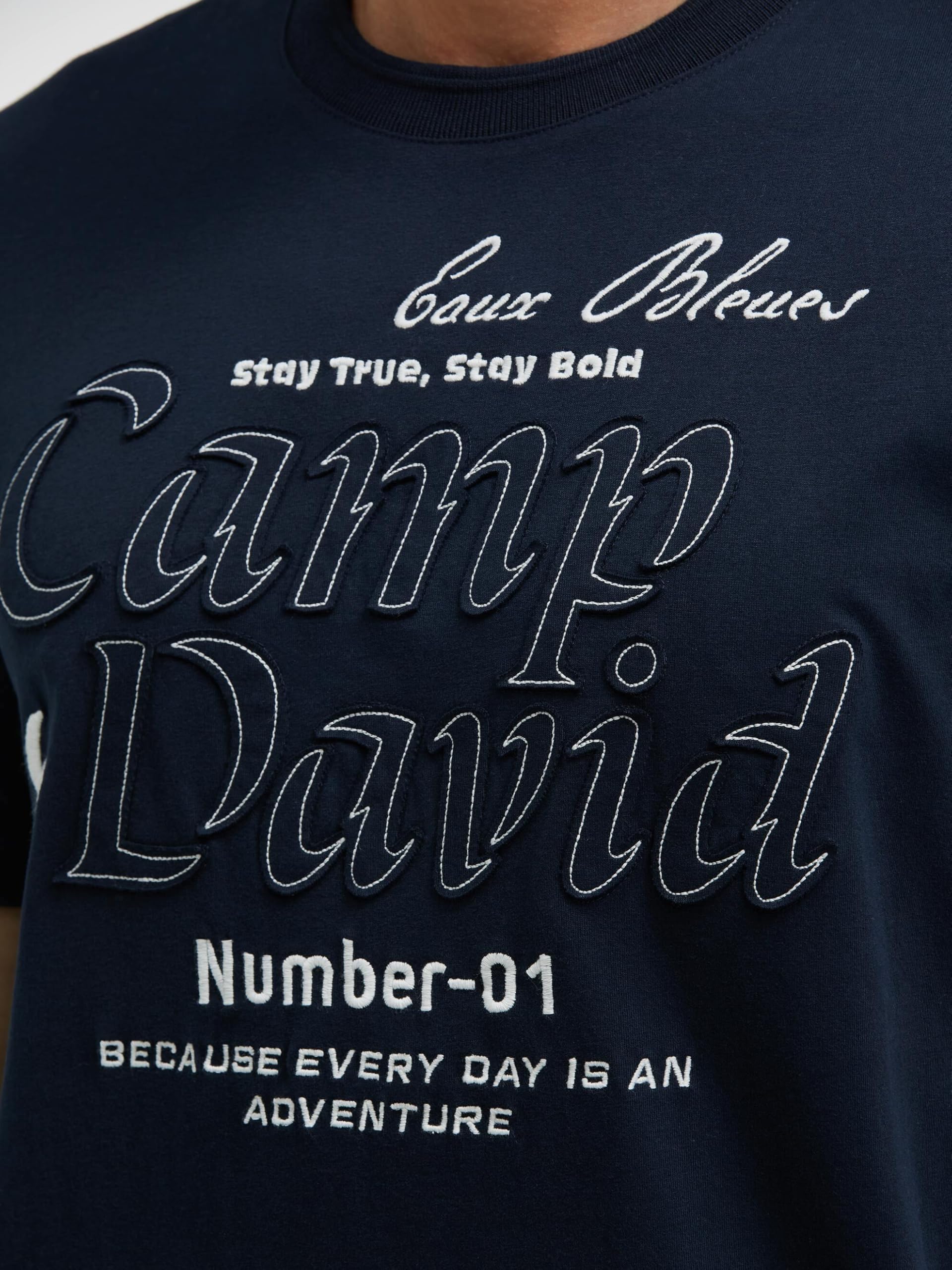 Camp David Maglietta da uomo Relaxed Fit con logo ricamato