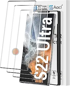 AACL [Fingerprint Compatible][3-Pack] 3D Curved Tempered Glass for Samsung Galaxy S22 Ultra 5G Screen Protector, [Easy Installation with Alignment][Anti-Scratch][Case Friendly]