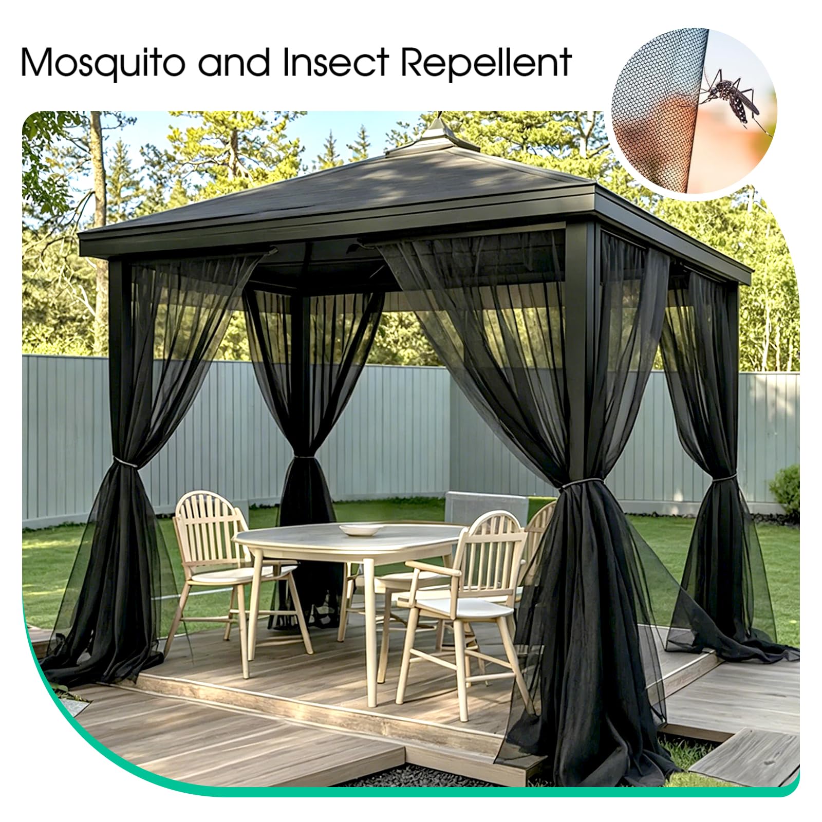 Zanzariera 3m x 15m Rete anti-insetti e anti-mosche al metro Fai da te con fascette, metro e forbici per gazebo, terrazza, balcone, campeggio Protezione contro zanzare, mosche e uccelli