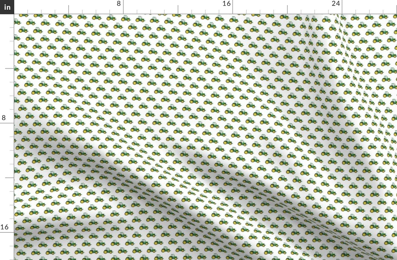 Spoonflower Fabric - Micro Scale Green Tractors Farming Farm Tractor Tiny Trendy Printed on Organic Cotton Sateen Fabric by The Yard - Sewing Quilting Apparel Home Decor