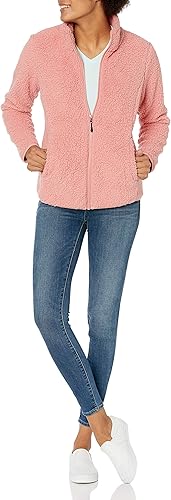 Miniatura 4 de Tienda Essentials - Chaqueta de sherpa para mujer con forro de vellón polar y cremallera de longitud completa