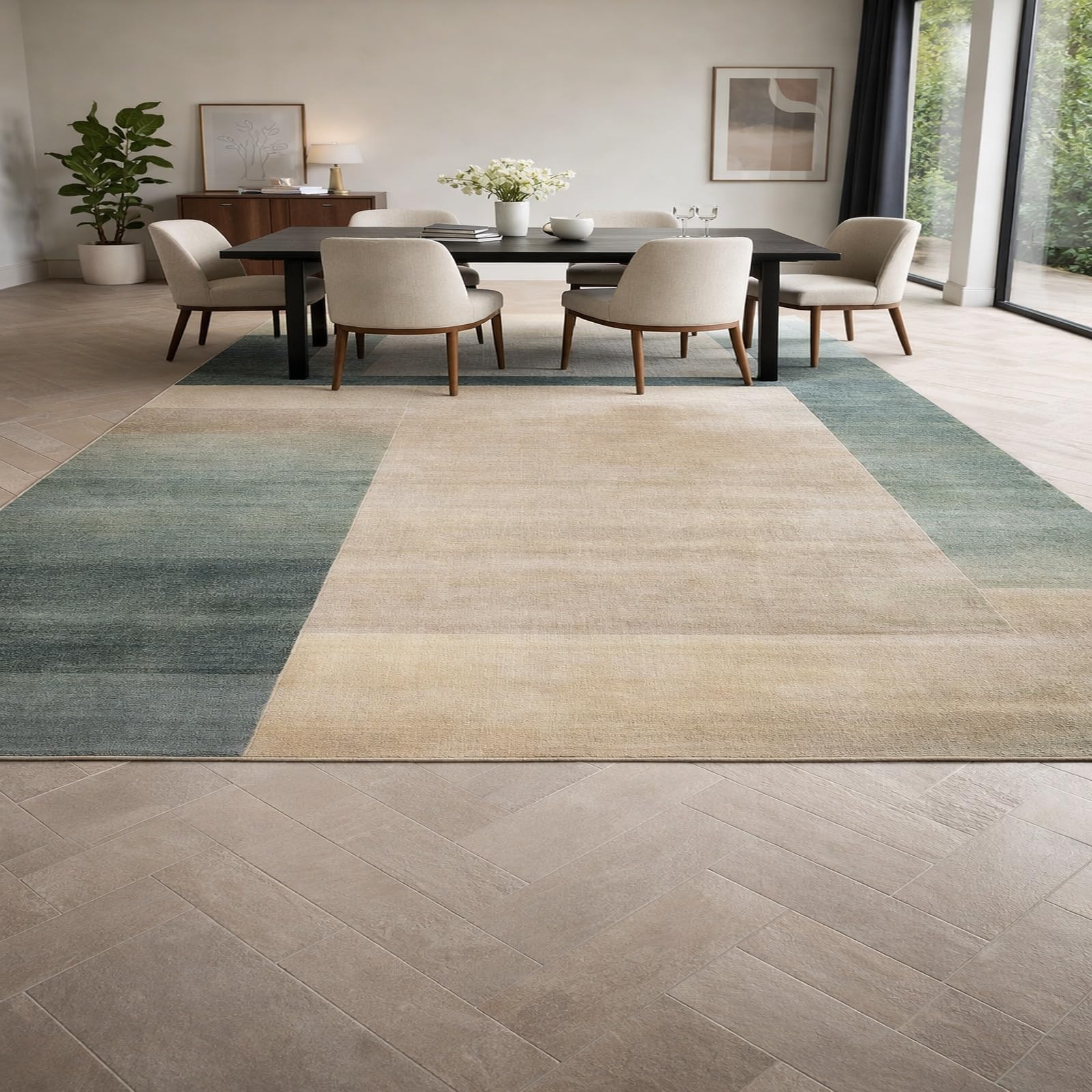Tapis de salon moderne 160 x 230 cm aux finitions soignées et graphisme géométrique