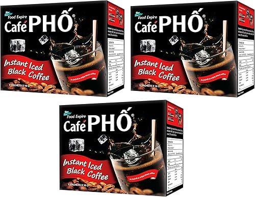 Cafe Pho Mezcla de café instantáneo vietnamita, café negro helado, café Den Da, paquetes de café de una sola porción, caja de 9 bolsitas, paquete de