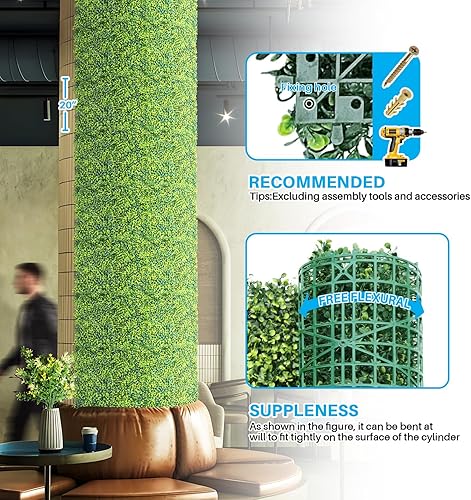 Miniatura 6 de Panel de madera de boj artificial para patio, 20 x 20 pulgadas, pantalla para cerco, decorativo para privacidad, pared verde, 1 a 30 unidades.