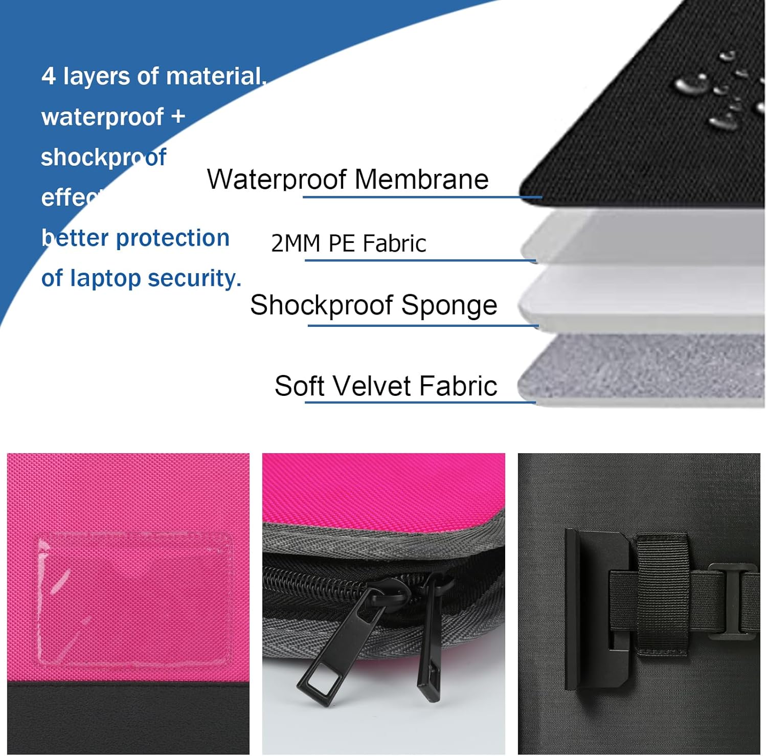 Laptop Case Sleeve 13-14 inch,Shockproof Computer Cover for HP,Protective Notebook Briefcase Carrying Bag for MacBook Air/MacBook Pro,Dell,Lenovo,Chromebook Computer Sleeve with Handle (Pink) - Image 5