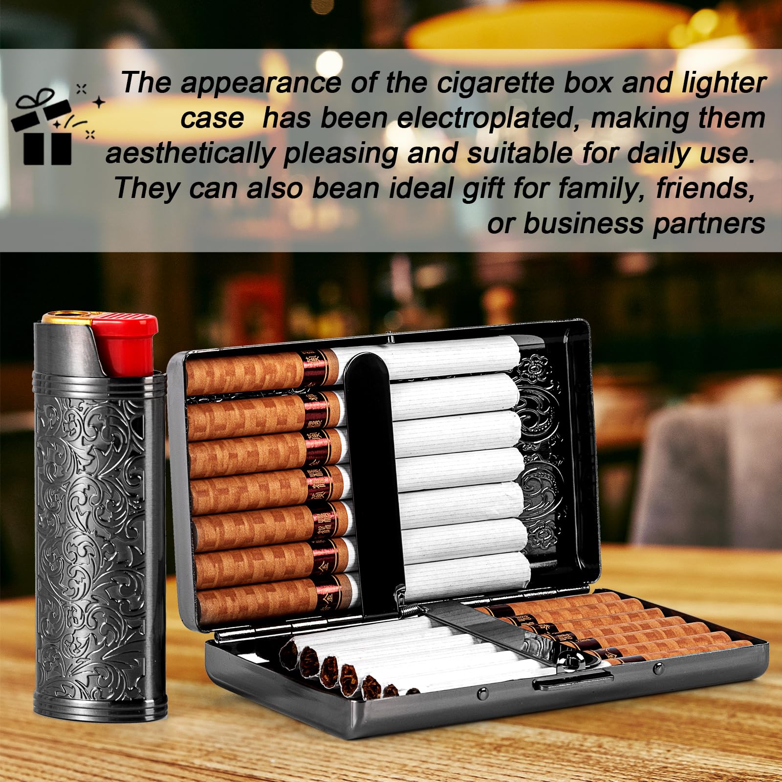 metal cigarette case with lighter Amazon.com: Vintage Metal Cigarette Case with J6 Lighter, Cigarette Case  100s Size, Can Also Be Used for RFID Credit Card and Cash Organizer (Black,  12pcs 100's) : Health & Household