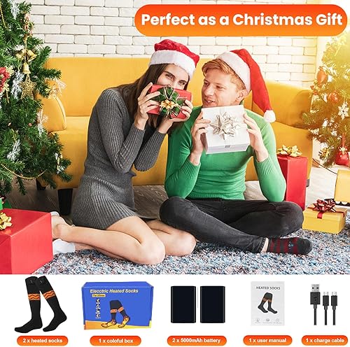 Miniatura 4 de Calcetines calefactables, calcetines eléctricos recargables con control remoto de aplicación, 5000 mAh y 8 horas de calefacción, lavables,