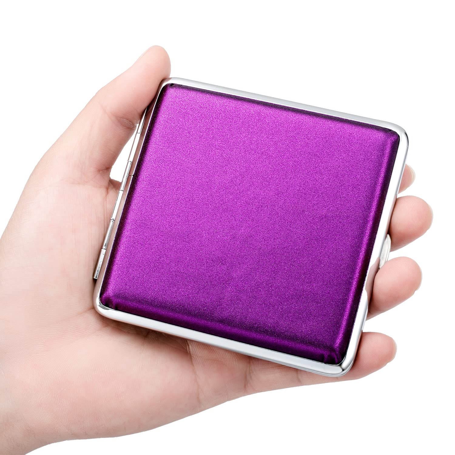 Pitillera Elegante De Metal Y Cuero PU Para 10 Cigarrillos - Cierre Magnético, Portátil, Color Rosa