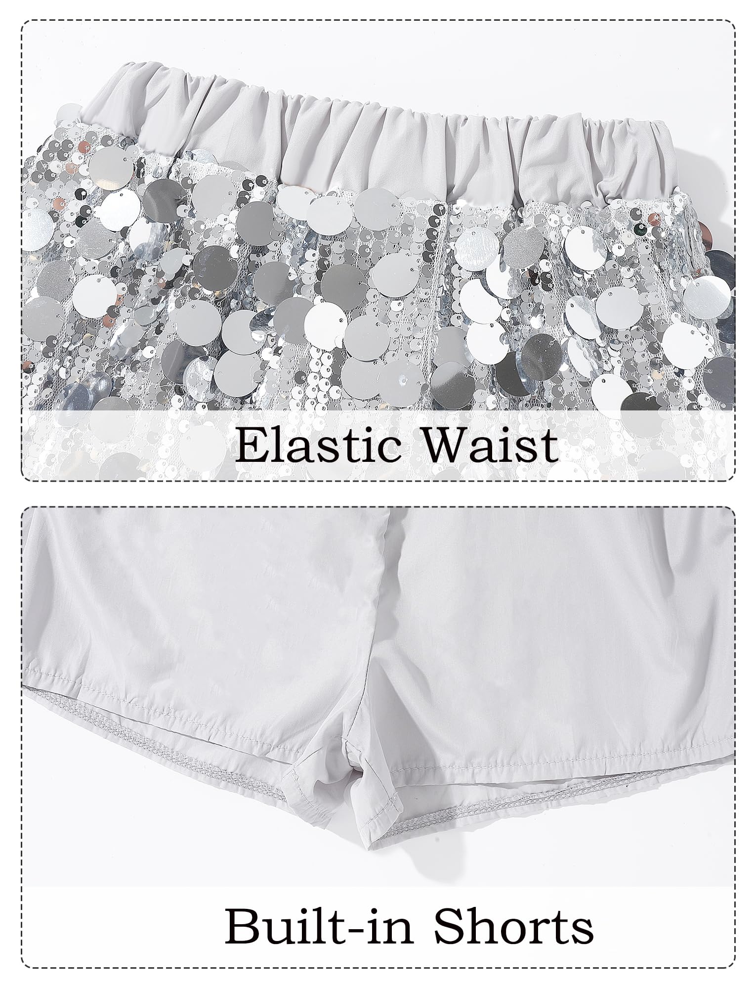 Mädchen Paillettenrock Kinder Glitzer Rock A-Linie Prinzessin Rock Minirock Tüllrock Karneval Party Outfit