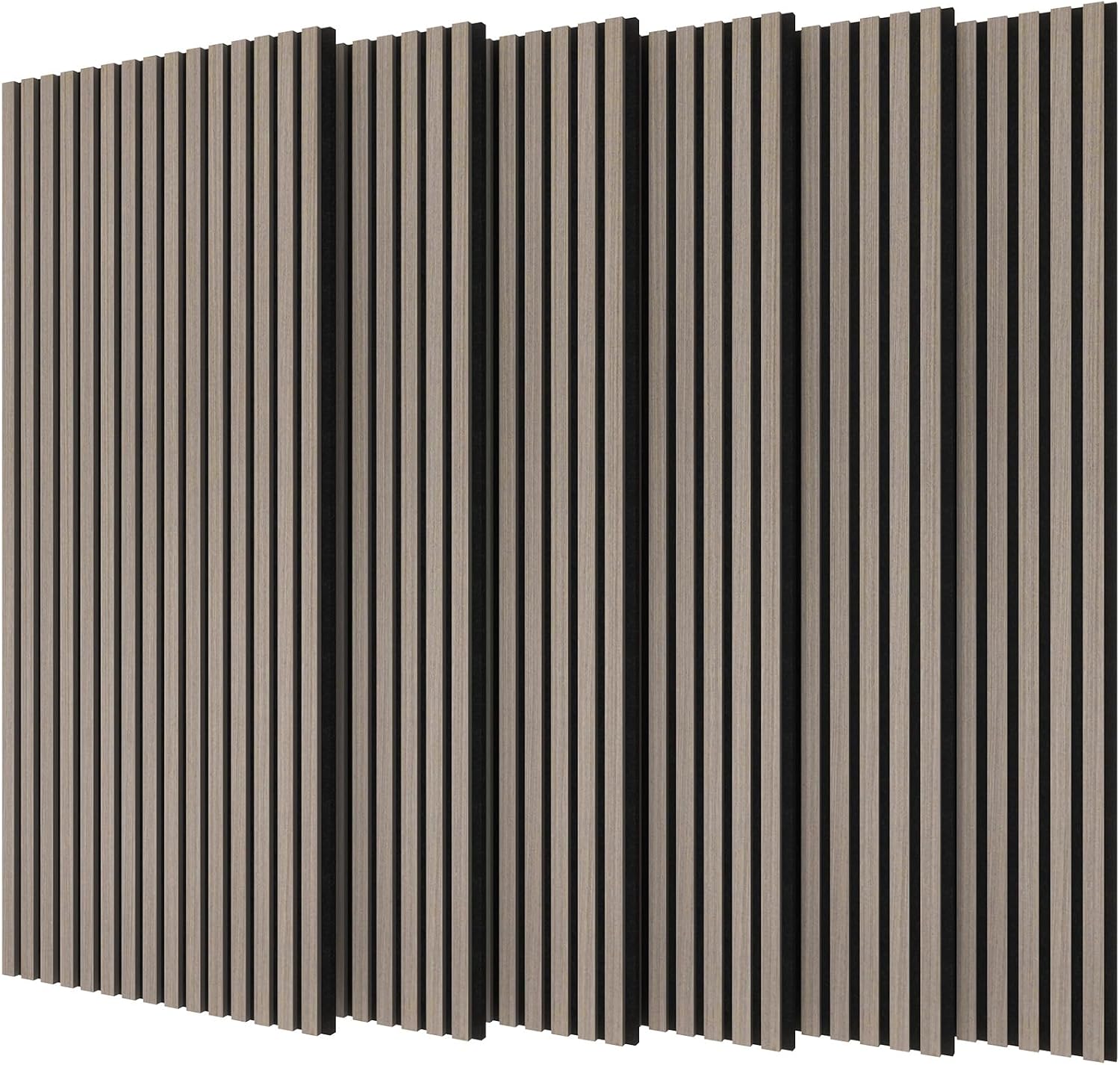 TONOR 6-Pack Wood Slat Panel, Acoustic Panels for Wall, 47.2"x23.6" - 46.41sq.ft. Wooden Soundproof Wall Panels for Interior Decor and Noise Cancelling, for Studio, Home, Bedroom, Office, Grey