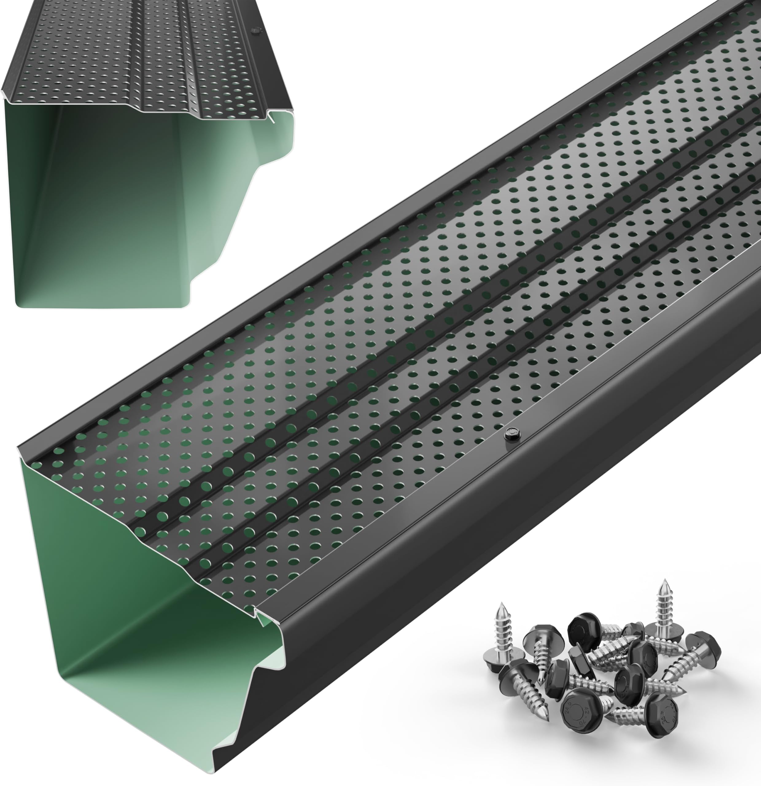 6" Gutter Guards Leaf Protection, Domestic Aluminum Gutter Covers 6 Inch (200 Feet, Black)