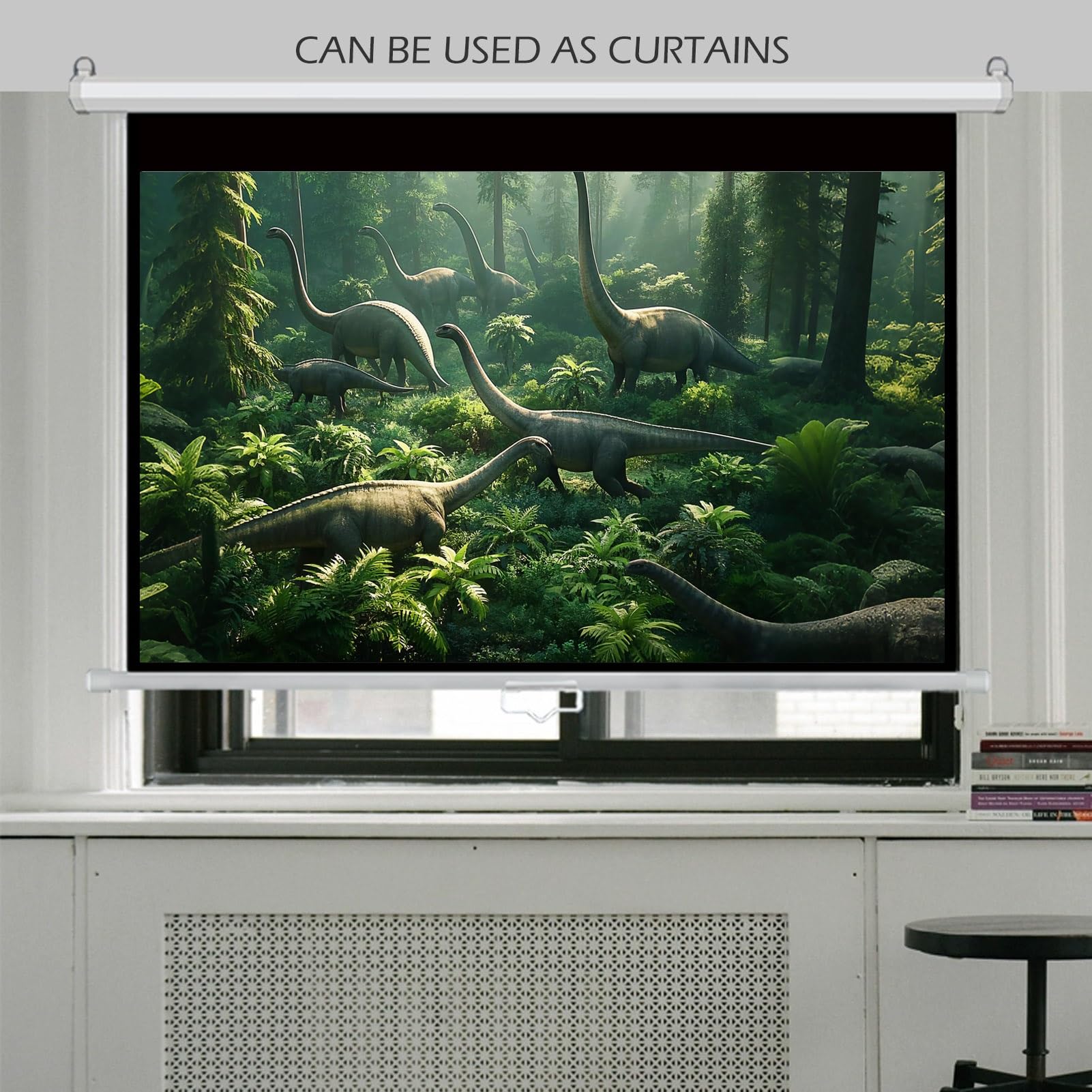 Ręcznie opuszczany ekran projekcyjny o proporcjach 16:9, 8K / 4K Ultra HD 3D Ready Roll-Down Matte White Projector Screen z automatyczną blokadą(60 in)