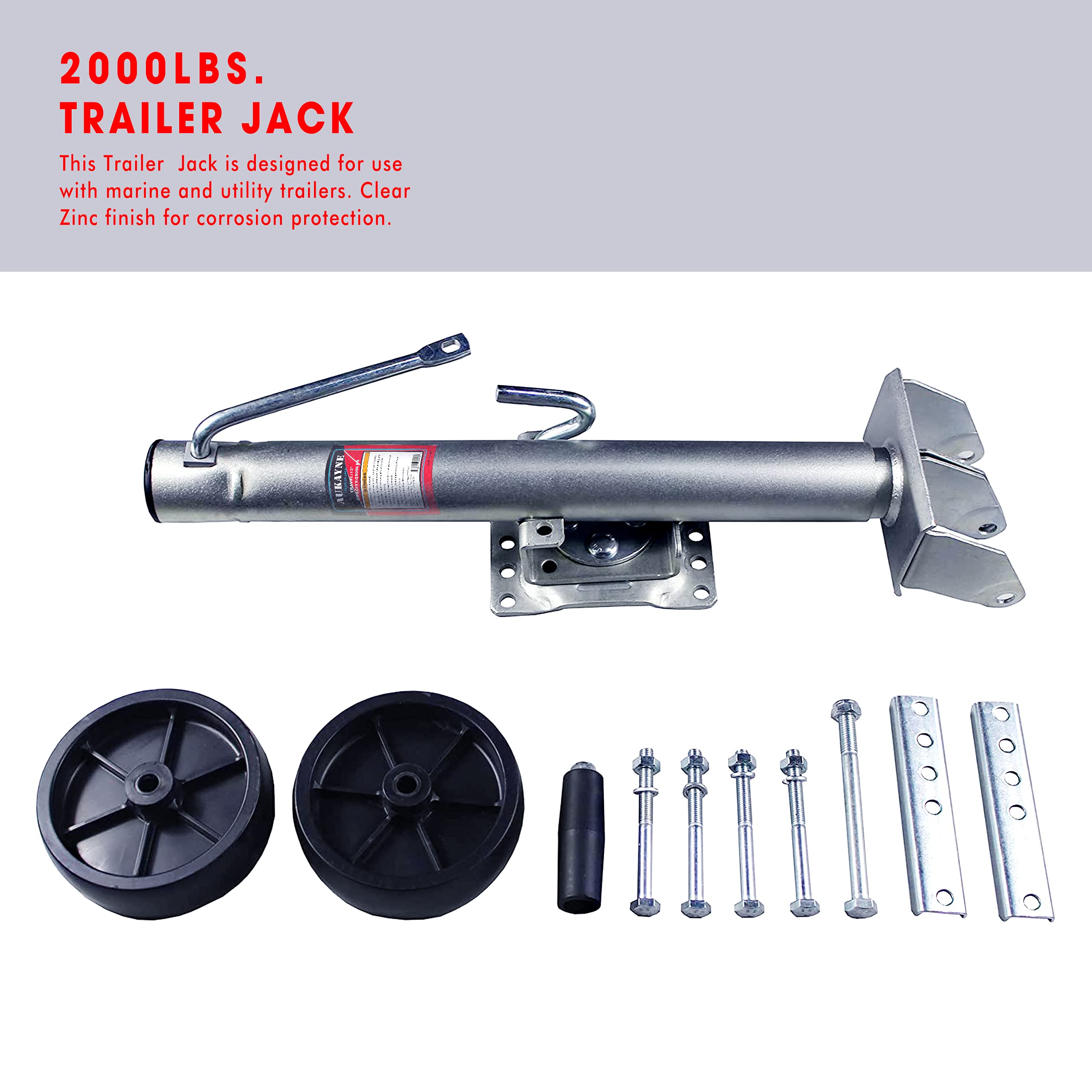 Aukayne Swivel Trailer Jack, Heavy Duty Boat Trailer Jack with 6'' Dual