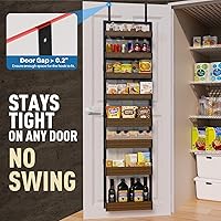 Vista 3 de 8-Tier Over The Door Pantry Organizer Spice Rack Wall Mount with No-Shake Design, Adjustable Baskets Hanging Seasoning Shelves, Storage